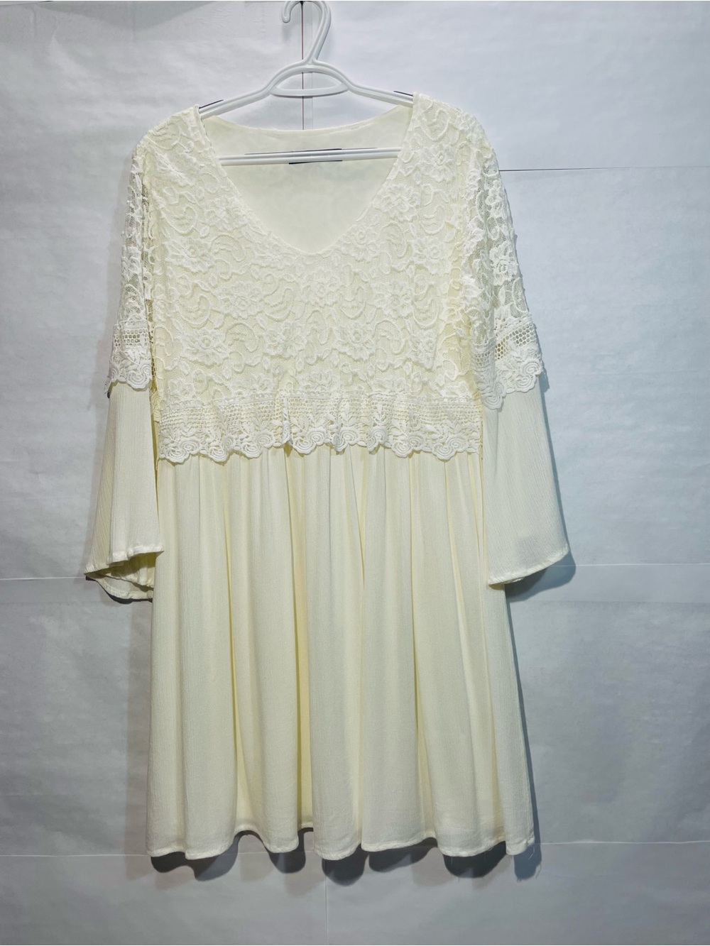 Zanzea XXL Floral Lace V-Neck Swing Mini Dress EUC Romantic Cottagecore